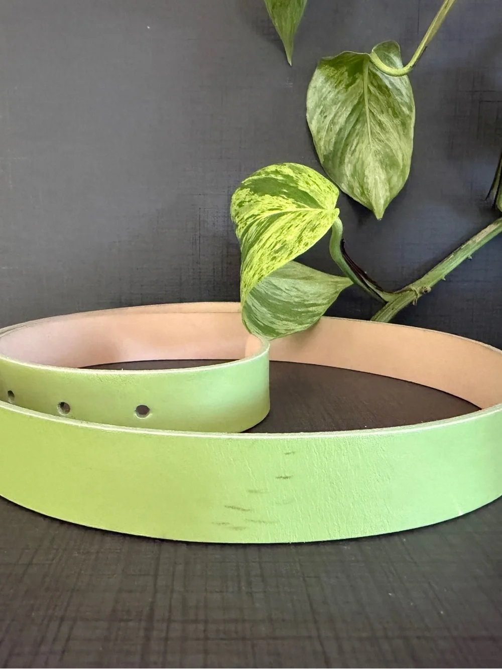 Talbots Vintage Green Leather Belt with Silver Oval Buckle MED GUC 90s Italy